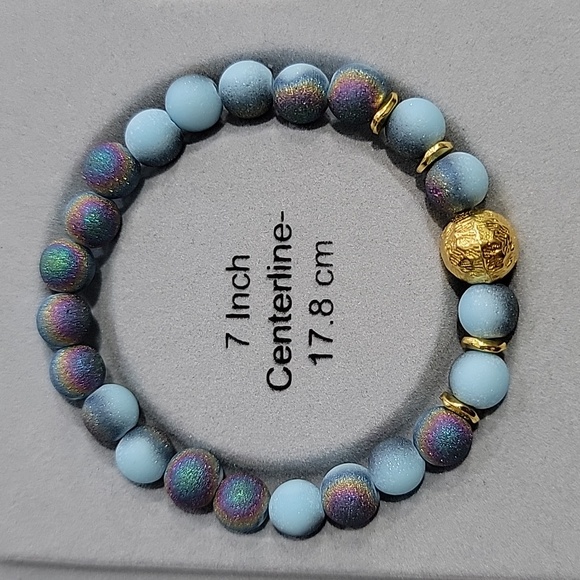 Handmade Blue Ornate Medley Bead Bracelet Set - Picture 4 of 6